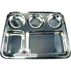 Stainless Steel Rimmed Plate ith 5 Compartments (thali)