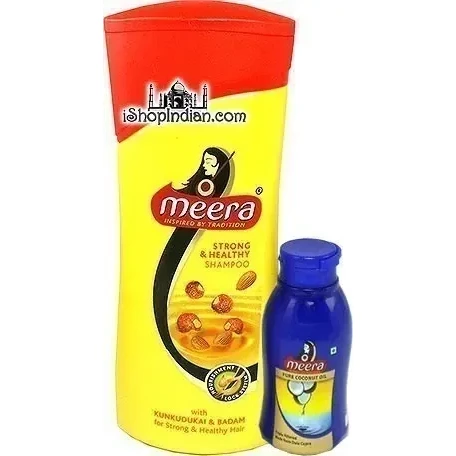 Meera Strong & Healthy Shampoo ith Kunkudukai (Aritha) & Badam (Almond) (340 ml bottle)