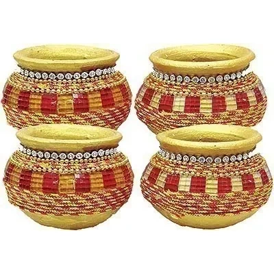 Extra Fancy Matki Diya - 4 Pack (91220) (4 diyas)