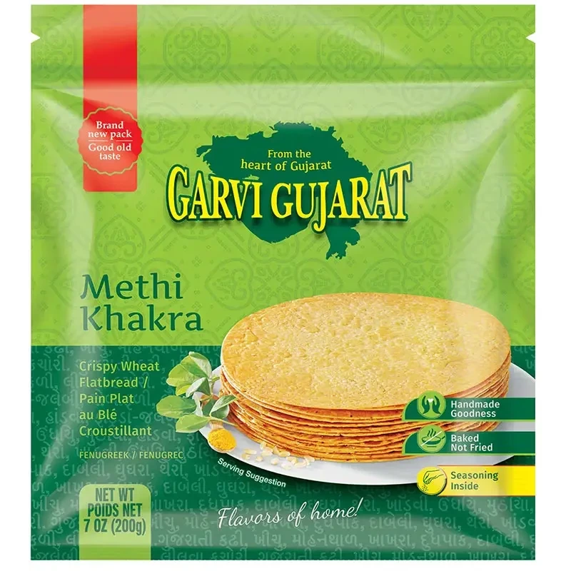 Garvi Gujarat Khakhra - Methi (Fenugreek) (7 oz bag)