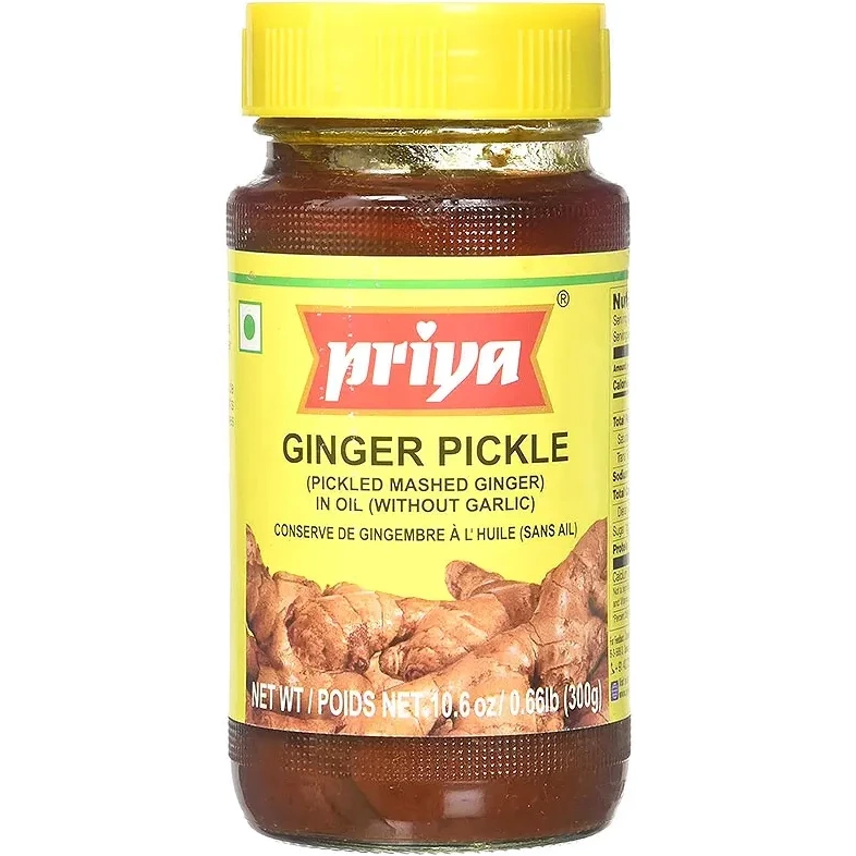 Priya Ginger Pickle Without Garlic (300 gm bottle)