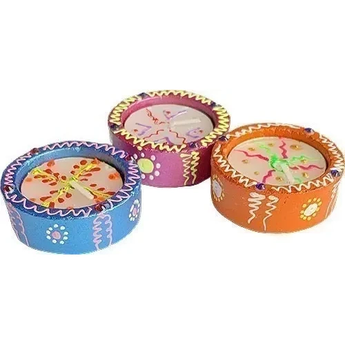 Round Matki Diya with Wax - 6 pack (6 diyas)