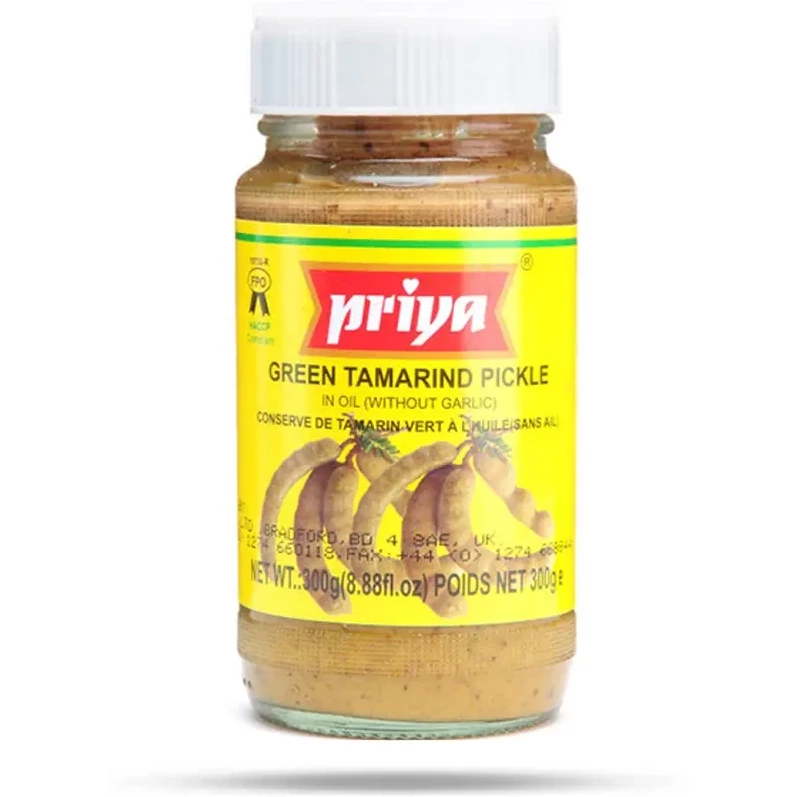 Priya Green Tamarind Pickle ithout Garlic (300 gm bottle)