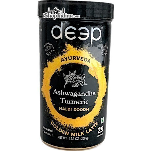 Deep Ashwagandha Turmeric - Haldi Doodh - Golden Milk Latte (12.3 oz jar)