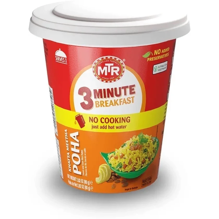 MTR 3 Minute Breakfast - Instant Khatta Meetha Poha in Cup (80 gm cup)