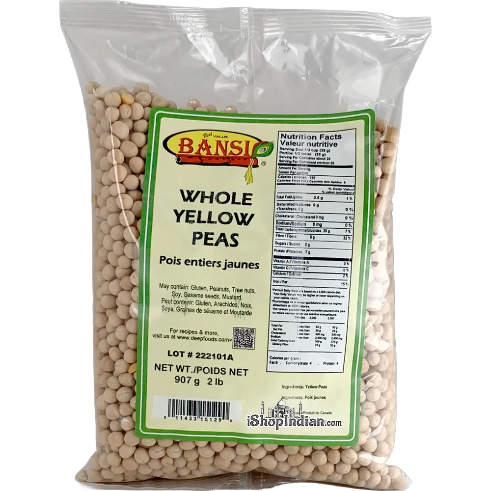 Bansi Yello Whole Peas (White Vatana) - 2 lbs (2 lbs bag)