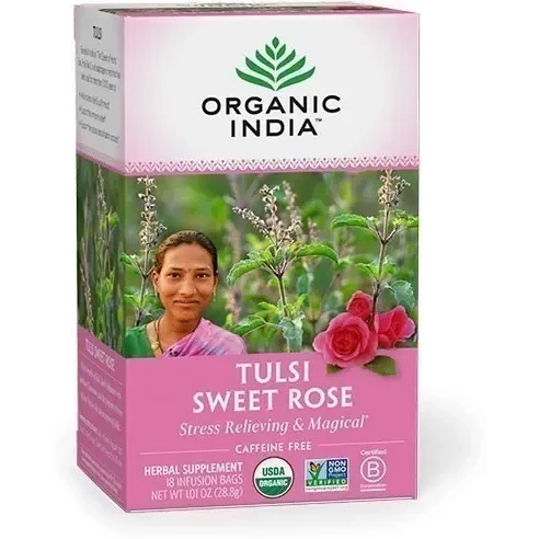 Organic India Tulsi Seet Rose Tea (18 tea bags)