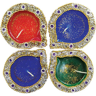 Gold Diwali Diya - Circle - 4 Pack (#89945) (4 diyas)