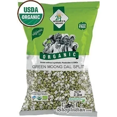 24 Mantra Organic Moong Split (Split Mung Beans) - 2 lbs (2 lbs bag)