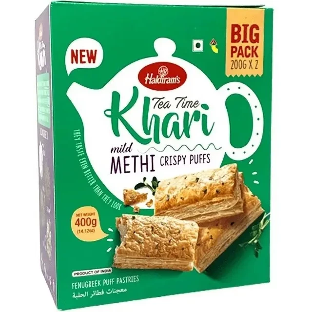 Haldiram's Tea Time Khari (Puff Pastry) Methi / Fenugreek - 14 oz (14 oz box)