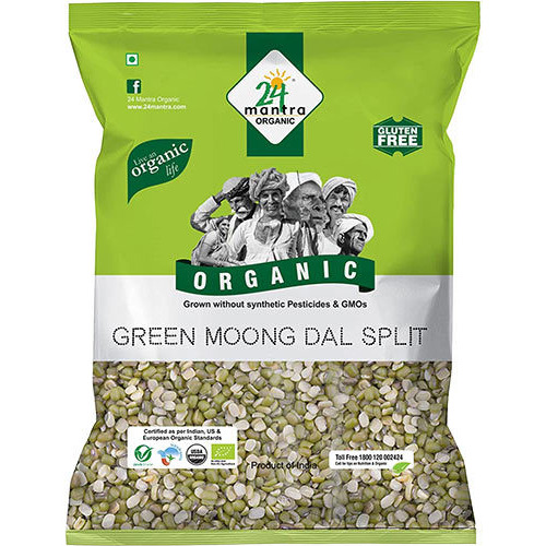 24 Mantra Organic Moong Split (Split Mung Beans) - 4 lbs (4 lbs bag)