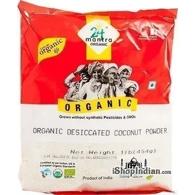 24 Mantra Organic Desiccated Coconut Poder - Unseetened (1 lb bag)