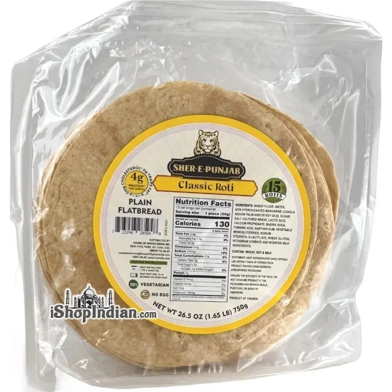 Sher-E-Punjab Classic Roti - Plain Flatbread (15 pcs)