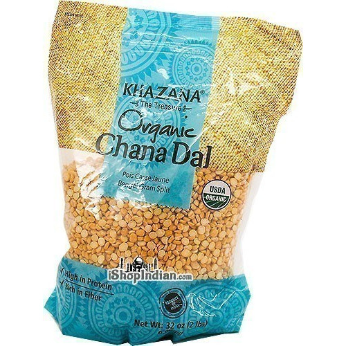 Khazana Organic Chana Dal (Bengal Gram Split) (2 lbs bag)