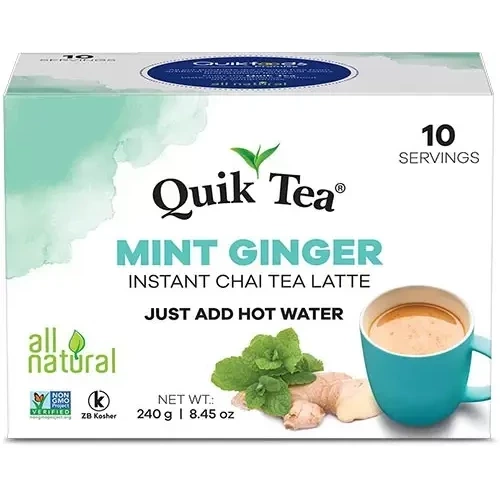 Quik Tea - Instant Mint Ginger Chai (10 Pack) (10 box Pack)