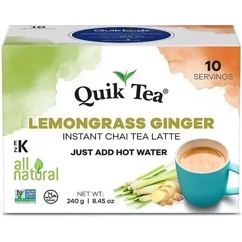 Quik Tea - Instant Lemongrass Ginger Chai (10 Pack) (10 box sachets)