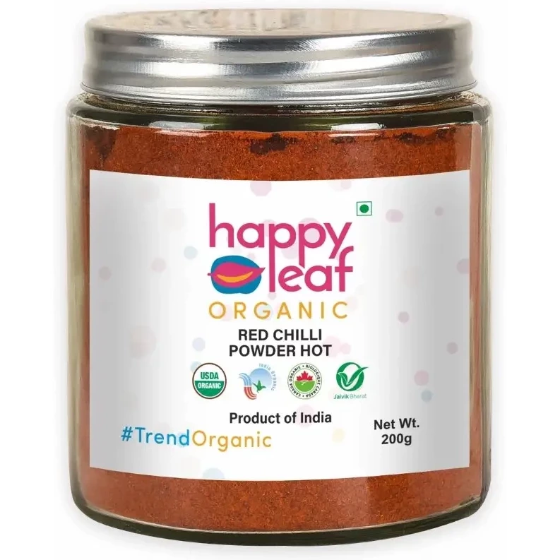 Happy Leaf Organic Red Chilli Poder Hot (8 oz bottle)