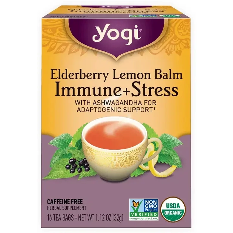 Yogi Elderberry Lemon Balm - Immune + Stress Tea (16 ct box)