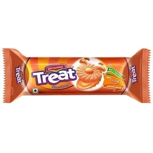 Britannia Treat Biscuits - Orange Cream Flavor (125 gm pack)