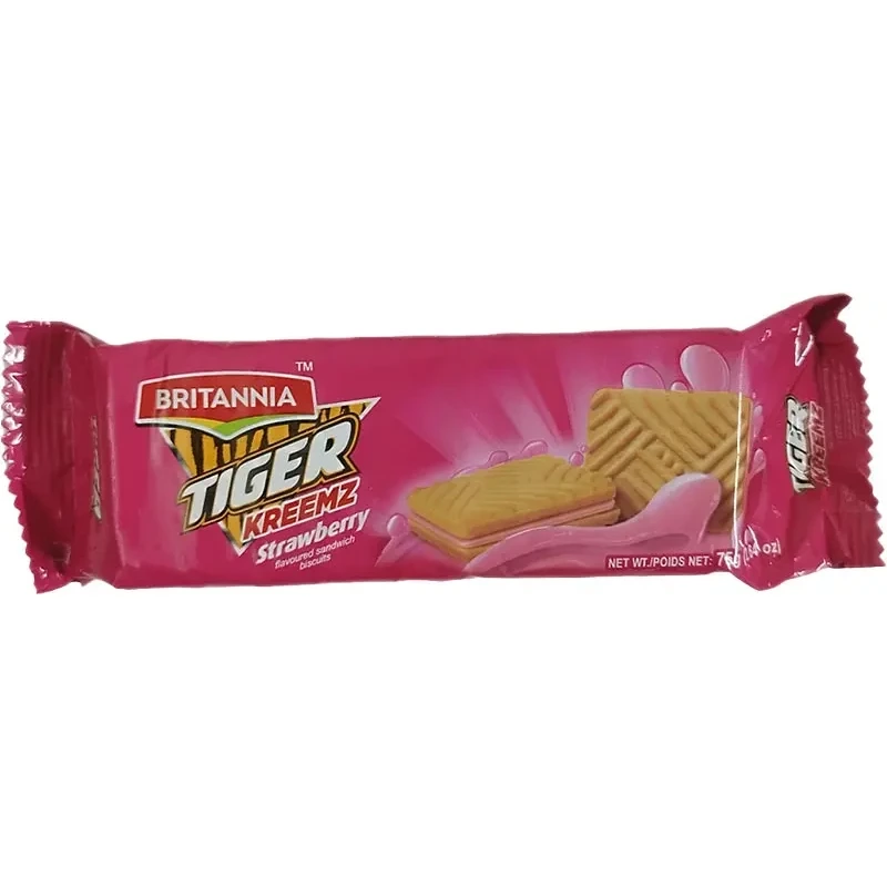 Britannia Tiger Kreemz - Straberry Flavoured Sandich Biscuits (2.64 oz pack)