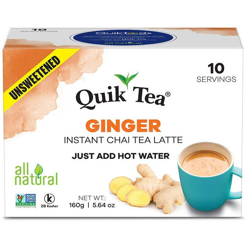 Quik Tea - Instant Ginger Chai (10 Pack) - Unsweetened (10 ct box)