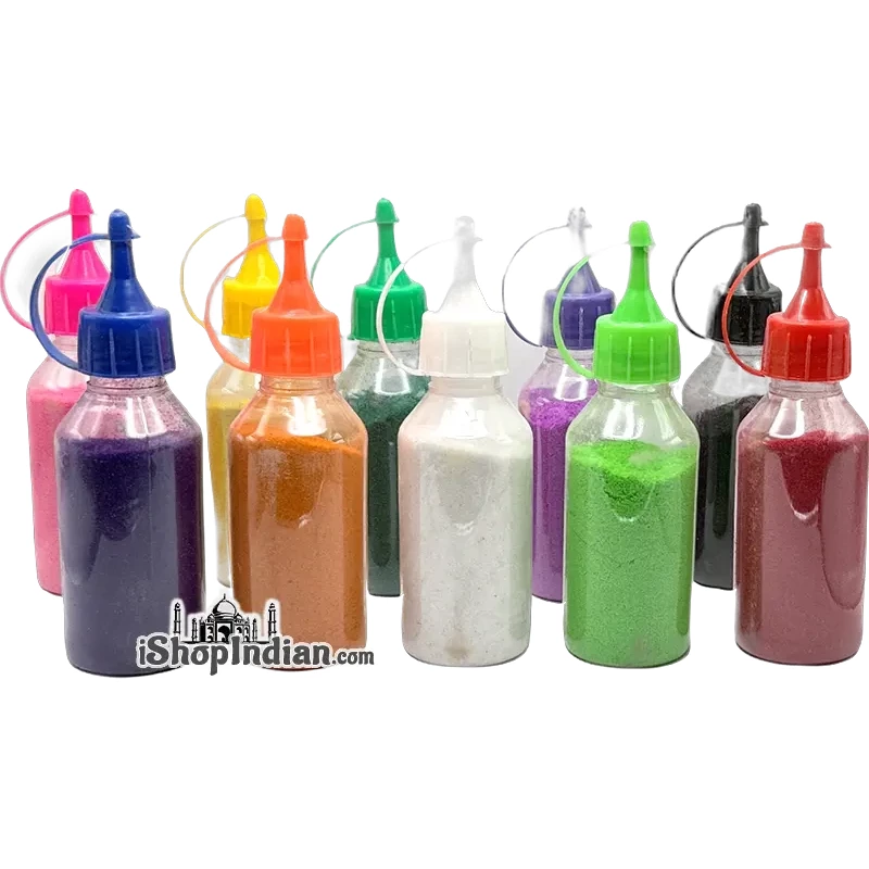 Rangoli Colors - Set of 10 bottles (Diyas - Candles)