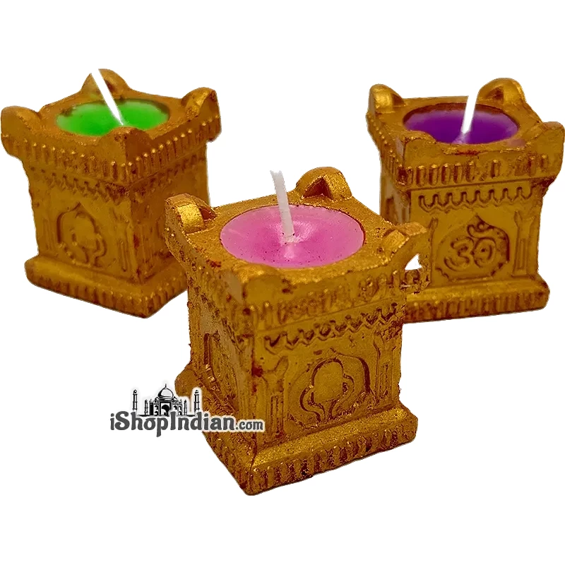 Golden Tulsi Clay Diyas with Wax - 6 pack (6 diyas)