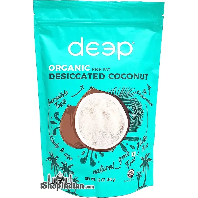 Deep Organic High Fat Desiccated Coconut (12 oz bag)