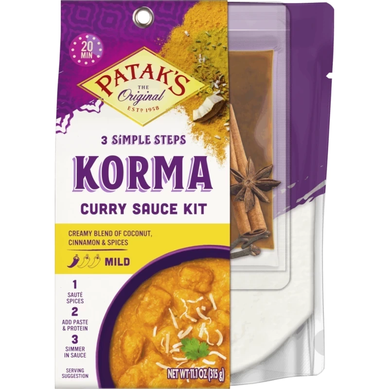 Patak's Korma 3-Step Sauce Kit - Mild (11.1 oz pack)