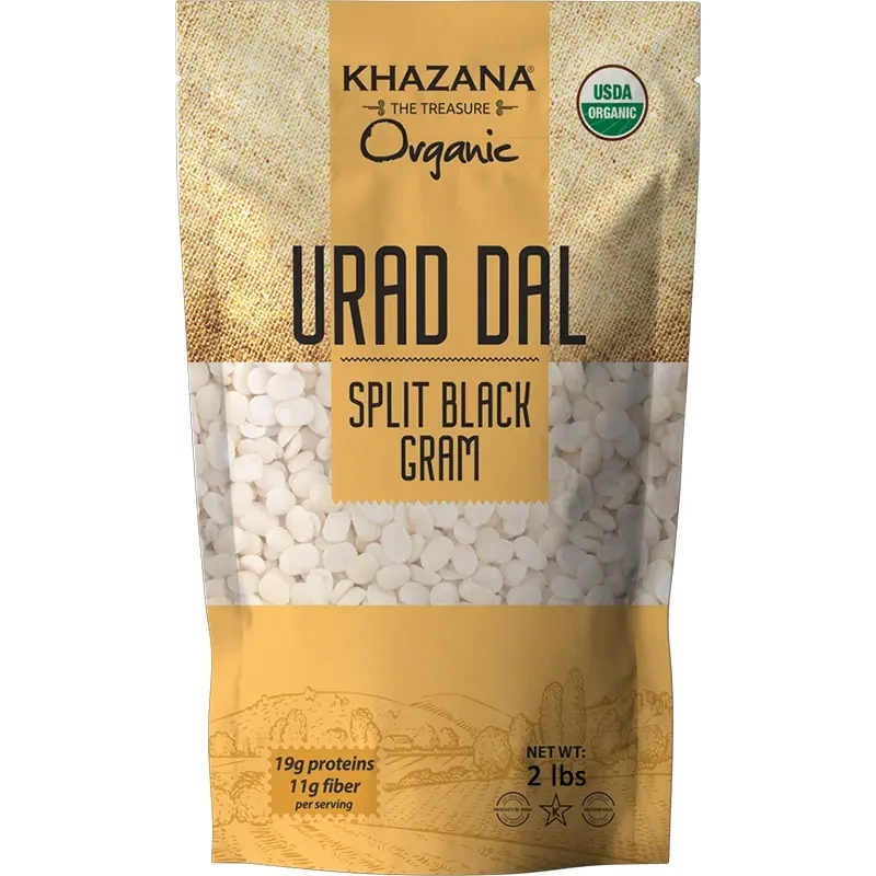 Khazana Organic Urad Dal Split - Black Gram Split Without Skin - 2 lb