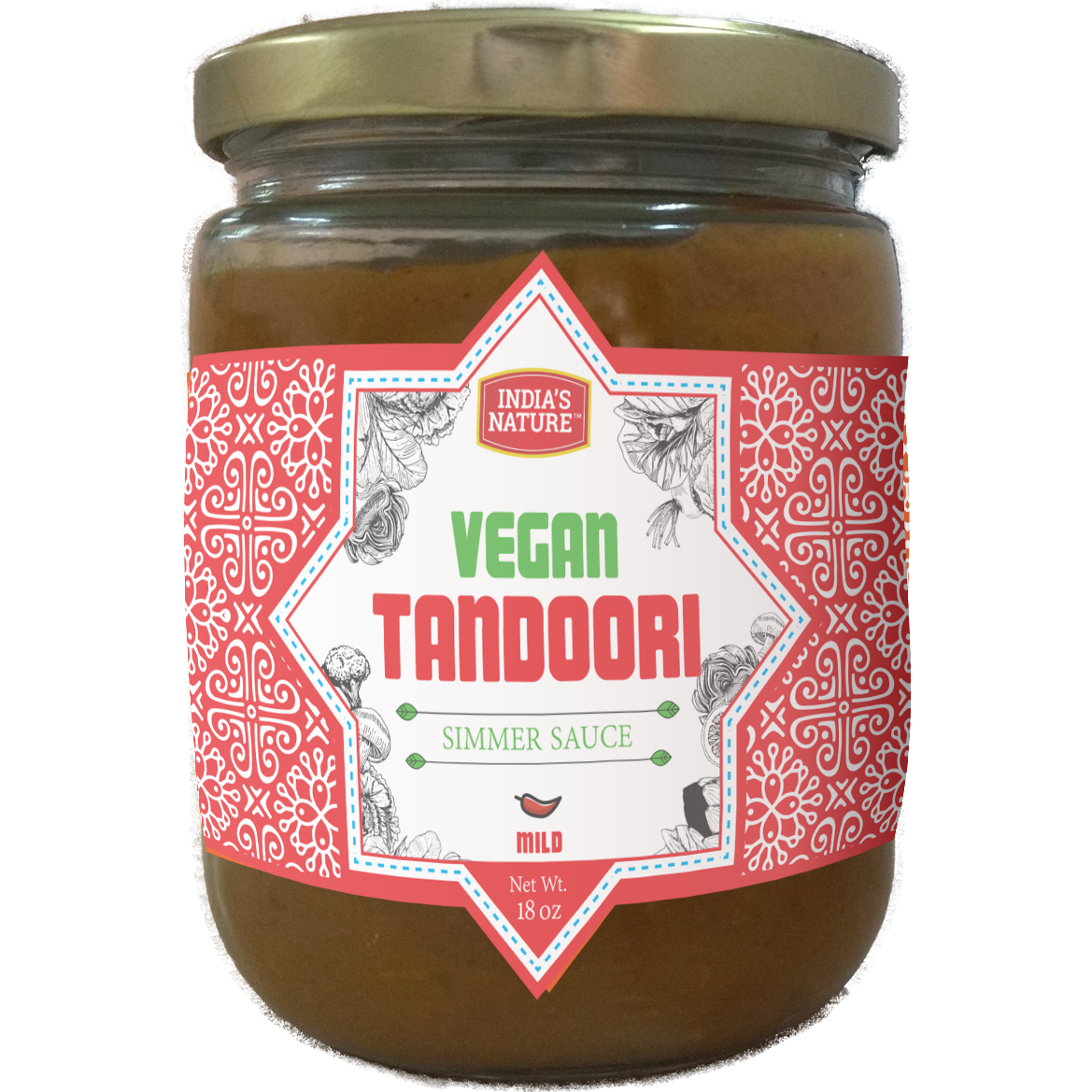 Case of 12 - India's Nature Vegan Tandoori Simmer Sauce - 18 Oz (510 Gm)
