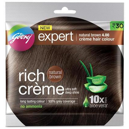 Case of 40 - Godrej Expert Creme Natural Brown 4.0 Hair Color - 20 Gm (0.7 Oz)