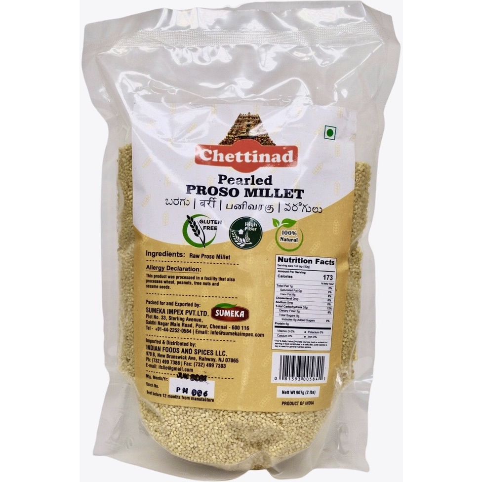 Case of 12 - Chettinad Pearled Proso Millet - 2 Lb (907 Gm) [Fs]