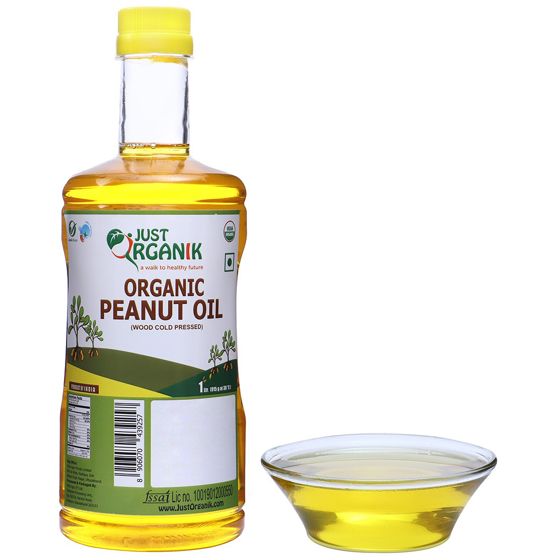 Just Organik Organic Peanut Oil - 1 L (33.8 Fl Oz)