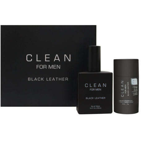 Clean Black Leather 2 Piece Gift Set