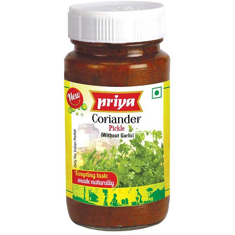 Case of 24 - Priya Coriander Pickle No Garlic - 300 Gm (10 Oz)