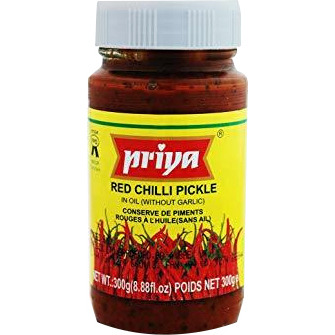 Case of 24 - Priya Red Chilli Pickle Without Garlic - 300 Gm (10.58 Oz)