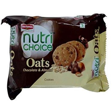 Case of 8 - Britannia Oats Chocolate Almond Cookies - 450 Gm (15.87 Oz)