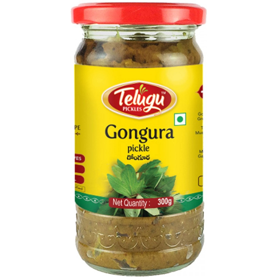 Case of 12 - Telugu Gongura Pickle Without Garlic - 300 Gm (10.58 Oz)