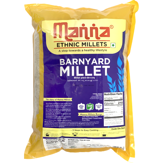 Case of 2 - Manna Pearled Unpolished Barnyard Millet - 10 Lb (4.5 Kg)