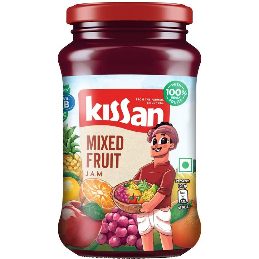 Case of 24 - Kissan Mixed Fruit Jam - 500 Gm (1.1 Lb)