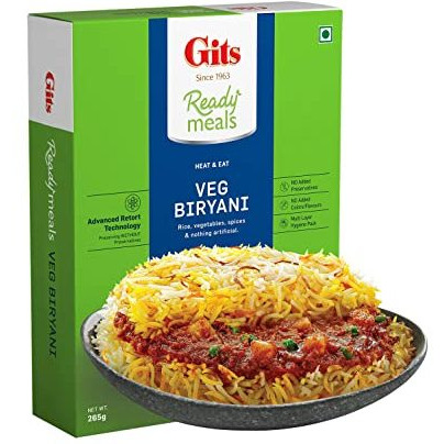 Case of 20 - Gits Ready Meals Veg Biryani - 9.3 Oz (265 Gm)