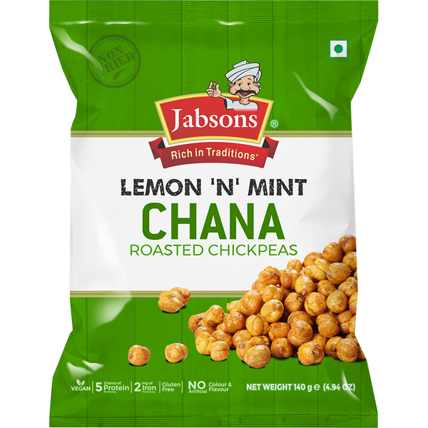 Case of 24 - Jabsons Lemon N Mint Chana Roasted Chickpeas - 140 Gm (4.94 Oz)