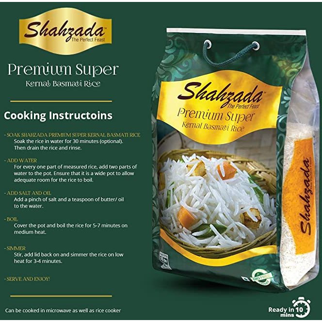 Shahzada Super Kernal Basmati Rice - 10 Lb (4.5 Kg)