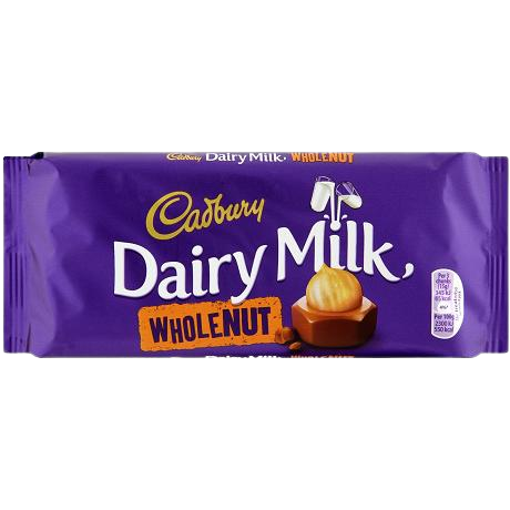 Case of 14 - Cadbury Dairy Milk Chocolate Whole Nut - 180 Gm (6.4 Oz)