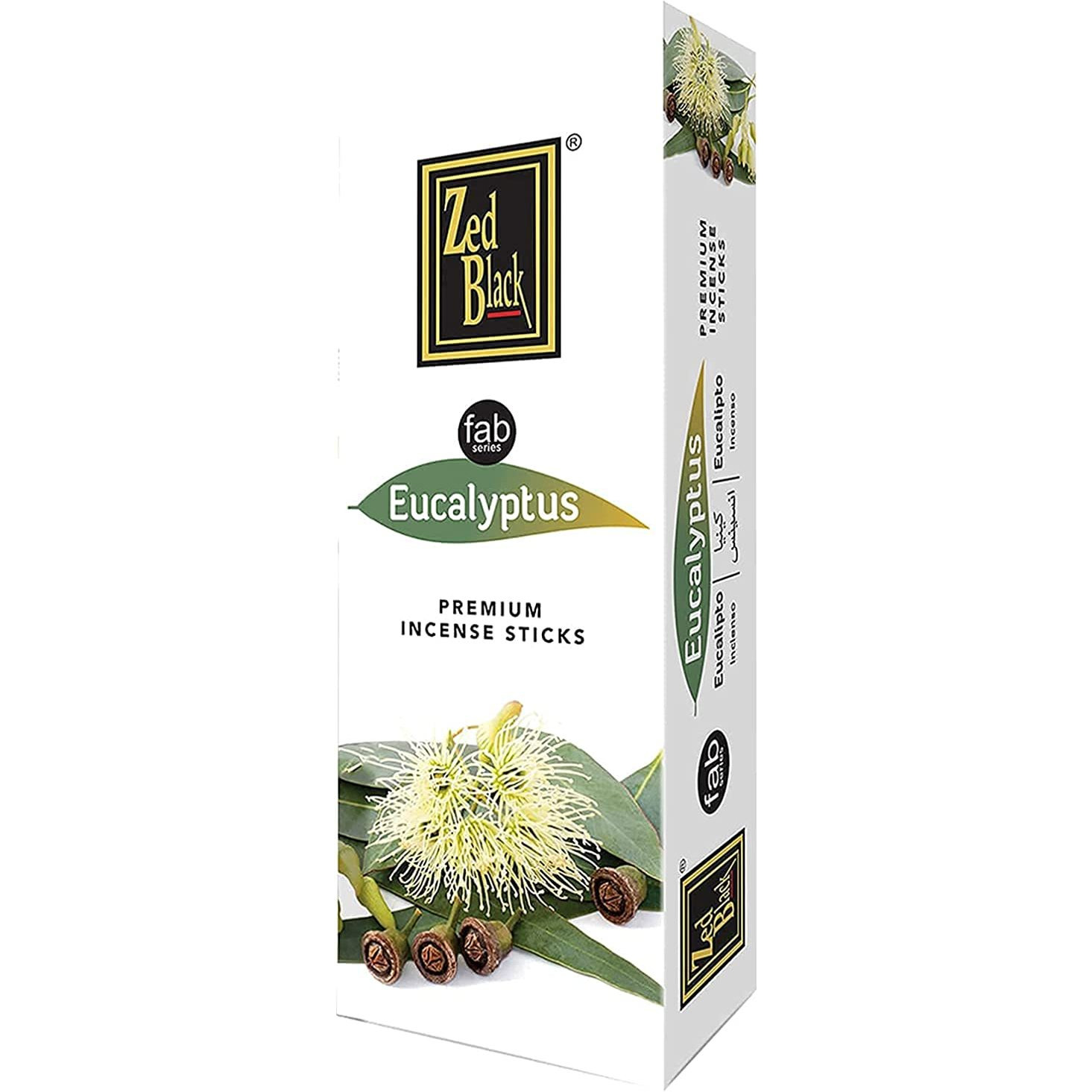 Case of 12 - Zed Black Eucalyptus Premium Agarbatti Incense Sticks - 120 Pc