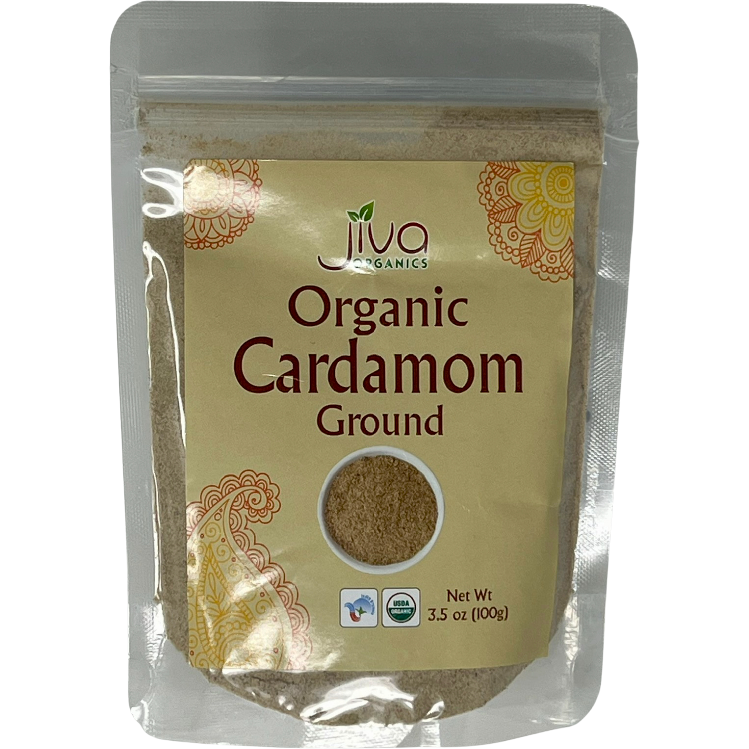 Case of 24 - Jiva Organics Organic Cardamom Ground - 100 Gm (3.5 Oz)