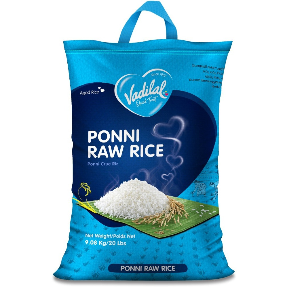 Case of 2 - Vadilal Ponni Raw Rice - 20 Lb (9.08 Kg)