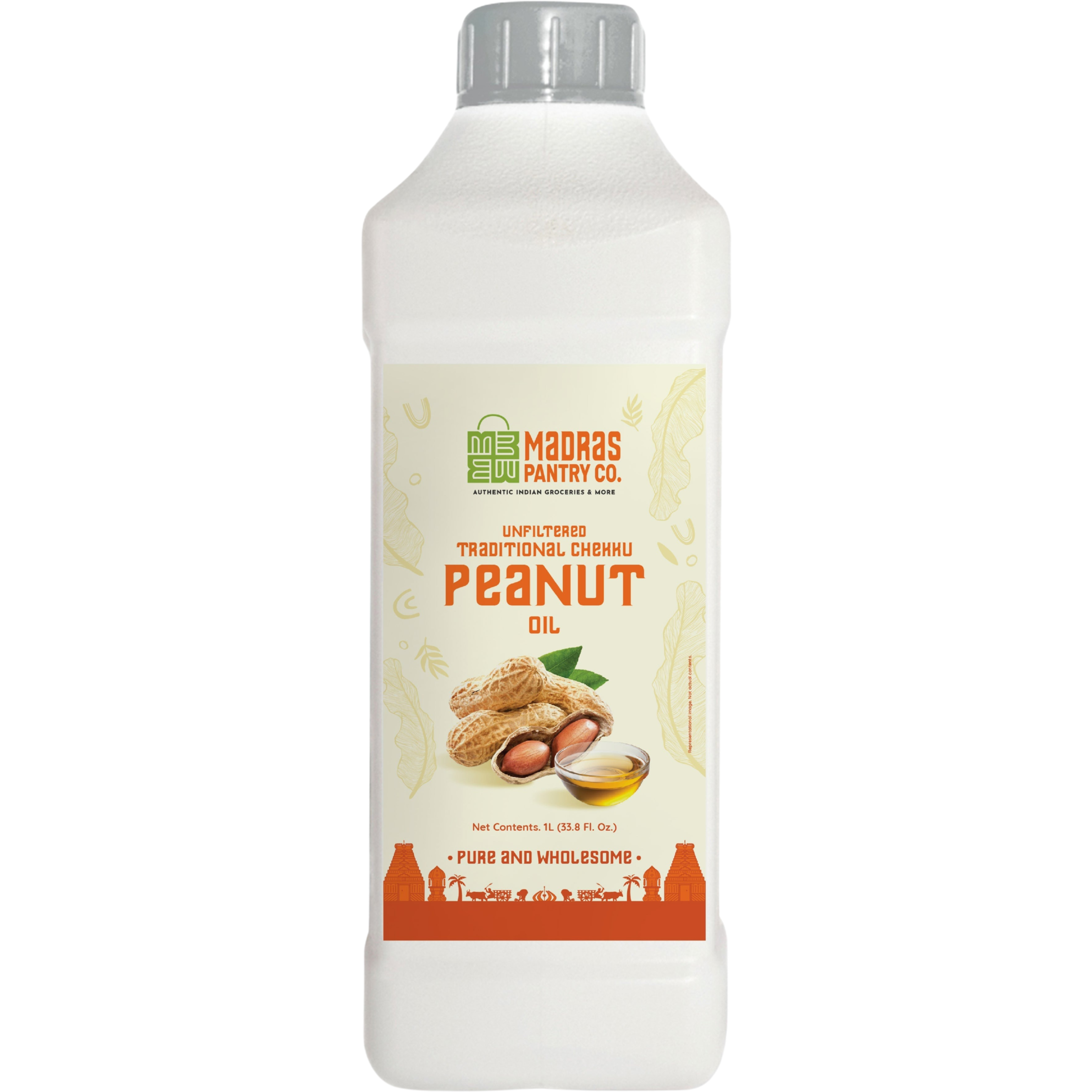 Madras Pantry Unfiltered Chekku Peanut Oil - 1L (33.8 Fl Oz)