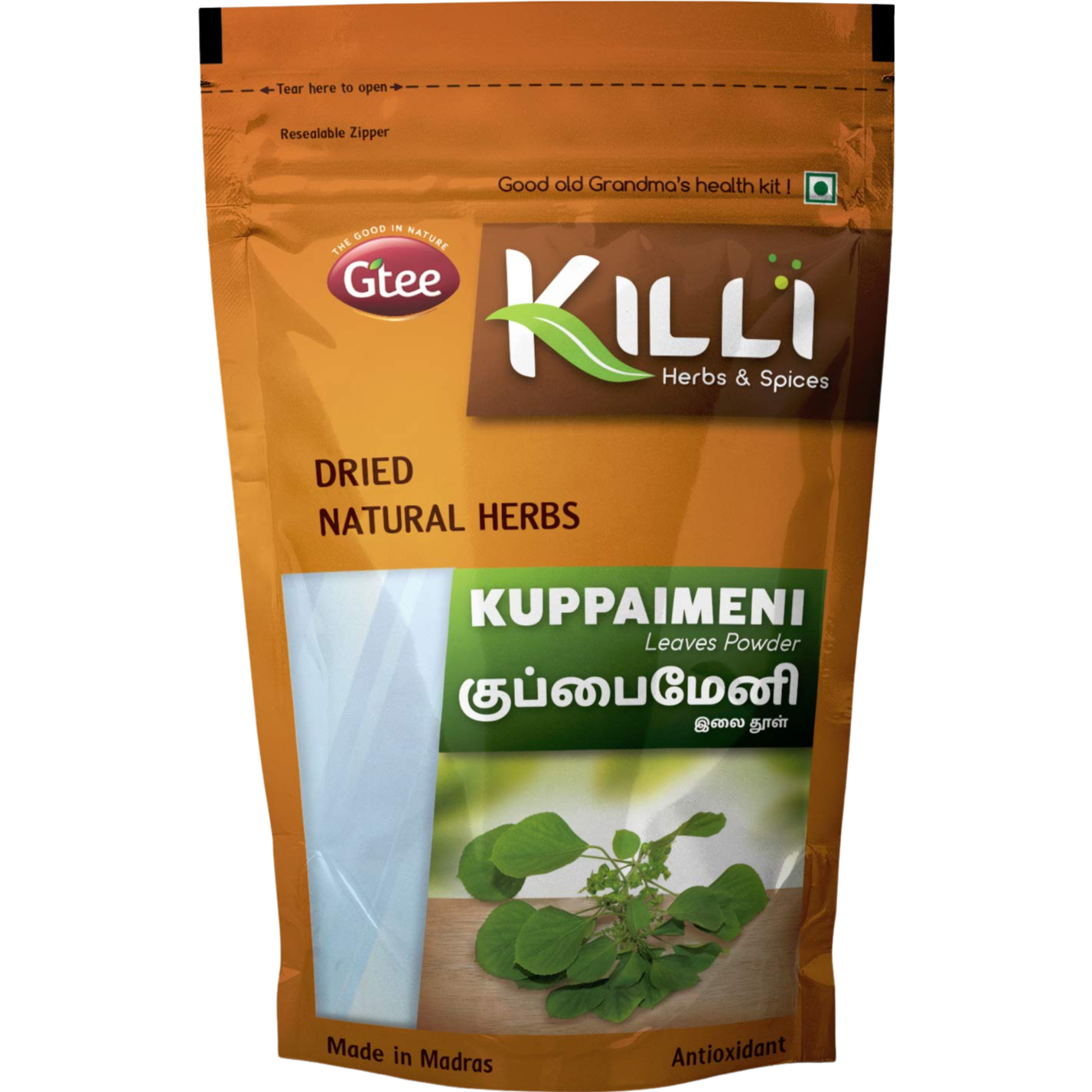 Case of 1 - Gtee Killi Kuppaimeni Natural Herb - 100 Gm (3.5 Oz)